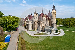 Fabulous historic castle in Moszna near Opole, Silesia, Poland