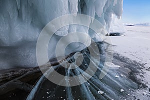 Fabulous ice cave on lake Baikal. Eastern Siberia