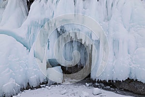 Fabulous ice cave on lake Baikal. Eastern Siberia