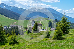 Prislop Pass houses in Carpates mountains photo