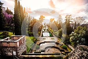 Fabulous landscape, gardens and fountains. Italian Renaissance garden, Italy
