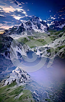 Fabulous night mountains alps Europe landscape