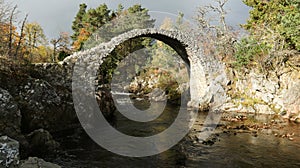 The fabulous old packhorse bridge in Carrbridge in the Cairngorms National Park is the oldest stone bridge in the Highlands of Sco