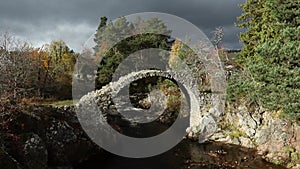 The fabulous old packhorse bridge in Carrbridge in the Cairngorms National Park is the oldest stone bridge in the Highlands of Sco