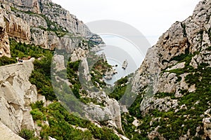 Fabulous panoramic landscape in Calanque de Sugiton, Marseille, France