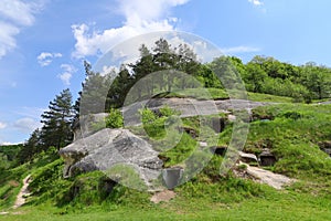 Fabulous rocks with entrances. The village of Dubrova