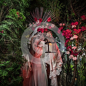 Fabulous stylization of Santa Muerte - Holy Death - modern religious cult. Concept Art fairy tale photo.