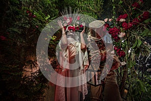 Fabulous stylization of Santa Muerte - Holy Death - modern religious cult. Concept Art fairy tale photo.