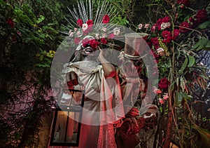 Fabulous stylization of Santa Muerte - Holy Death - modern religious cult. Concept Art fairy tale photo.