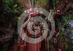 Fabulous stylization of Santa Muerte - Holy Death - modern religious cult. Concept Art fairy tale photo.