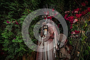 Fabulous stylization of Santa Muerte - Holy Death - modern religious cult. Concept Art fairy tale photo.