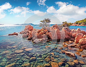 Fabulous summer view of popular touris deastination - Capriccioli beach. photo