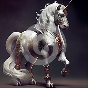 fabulous unicorn in silver armor