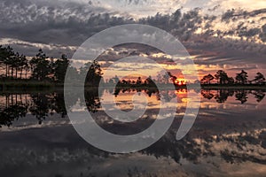 fabulous view of the dawn over the lake