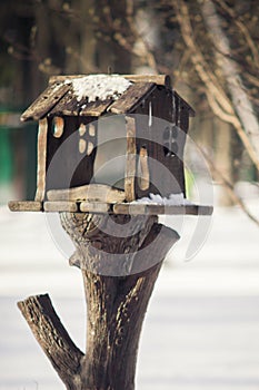 fabulous winter wooden bird house