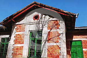 Facade of abandoned building