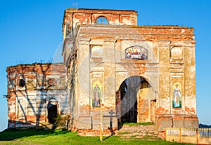 The facade of the abandoned church of St. Nicholas