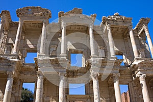 Facade of ancient Celsus Library in Ephesus