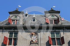 Facade of the ancient city weigh house in Hoorn photo