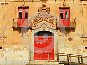 facade in a ancient school in Salamanca