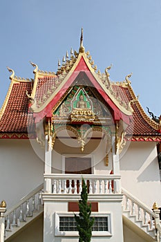 Facade of ancient Wat Sisaket temple in Vientiane in Laos