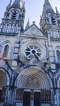 The facade of the Anglican Cathedral of Saint Fin Barre\'s in Cork, Ireland