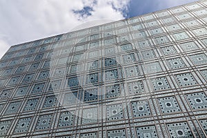 Facade of Arab World Institute (Institut du Monde Arabe) in Paris
