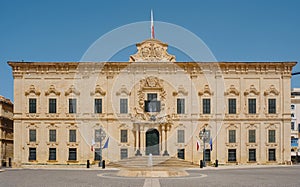 Facade of Auberge de Castille in Valletta, Malta