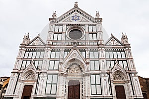 Facade of Basilica di Santa Croce in autumn day