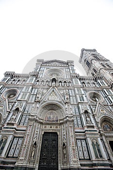 Facade of The Basilica di Santa Maria del Fiore (Basilica of Saint Mary of the Flower) in Florence, Italy