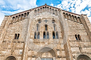 Facade of The Basilica of San Michele Maggiore in Pavia, Italy