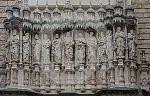 Facade of Basilica of Santa Maria de Montserrat, Benedictine Montserrat Abbey, Barcelona, Spain. photo