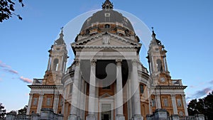 Facade of the basilica of Superga. City of Turin.