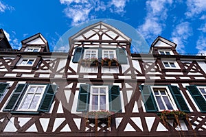 Facade of a beautiful old half-timbered house