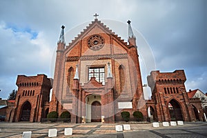 Facade and belfries of a Gothic church