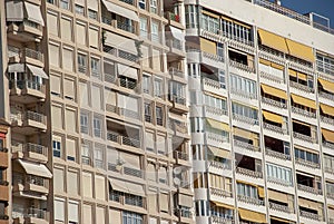Facade of big apartment building in Alicante