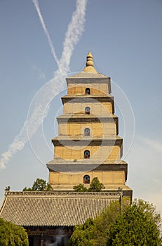 Facade of Big Wild Goose Pagoda, Xian, China