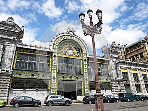 Facade of the Bilbao-Concordia Railway Station (Estacion de Santander) in Bilbao, SPAIN photo