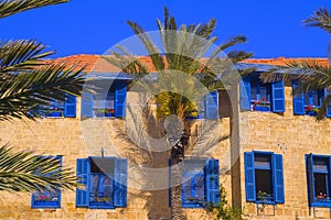 Facade with Blue windows Jaffa Israel