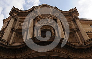 Facade of Borromini Saint Carlo of four fountains in Rome in 2013