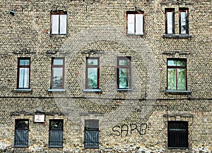 Facade of a brick builiding in riga