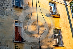 Facade with brick built window