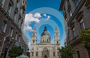 The facade of Budapest Cathedral in Hungary