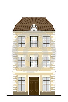 Facade building. Architecture house of a classical. Vector illustration in flat design.