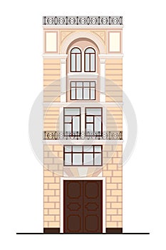 Facade building. Architecture house of a classical. Vector illustration in flat design.