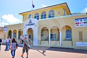 The facade building of Bondi surf bathers life saving club, is Australia`s oldest Surf Life Saving Club, founded in 1907.