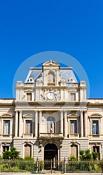 Facade of the building called prefecture de l`herault in Montpellier, France