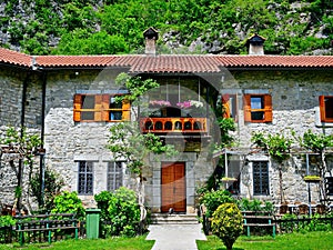 Facade of a building in the courtyard of the Moraca monastery, Montenegro