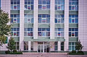 The facade of the building of the Far Eastern State Agrarian University of the Russian Federation in the city of