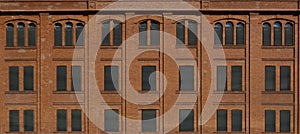 Facade of a building made of bricks.